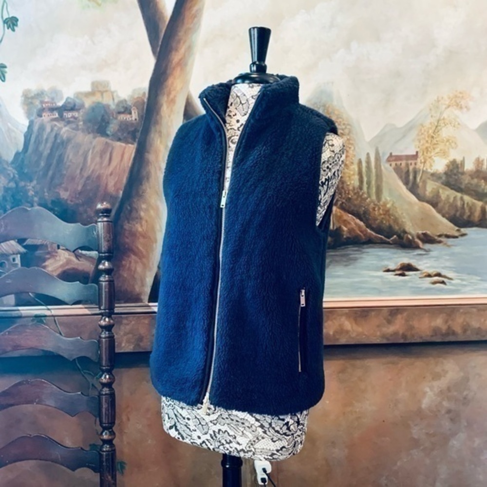 ✨💙 J Crew Plush Teddy Bear Zip-Up Vest ✨💙 Size S ✨💙✨